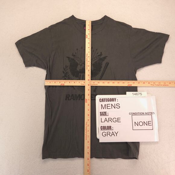 Ramones Band Crew Neck Short Sleeve Graphic T Shirt Mens Size Large L Gray - Picture 5 of 9